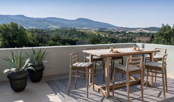 GOMMAIRE - Organic Living - Design Furniture Bar Chair Jared | Teak Natural Gray / PE Wicker Antique Weed GOMMAIRE - Organic Living - Design Furniture Bar Chair Jared | Teak Natural Gray / PE Wicker Antique Weed