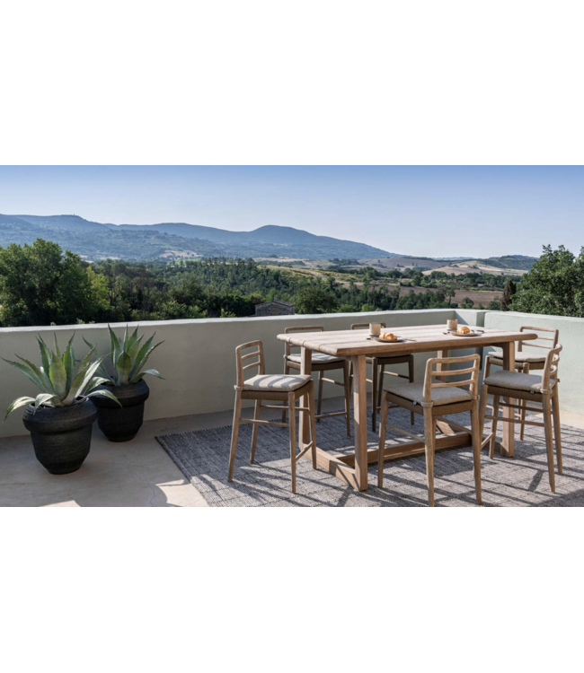 GOMMAIRE Outdoor Meubels | Organic Living Chaise de bar Jared | Teck gris naturel / Osier PE Antique Weed