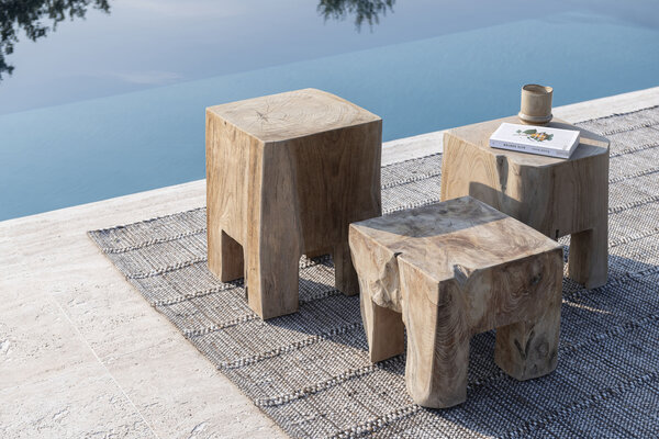 GOMMAIRE Outdoor | Organic Living Side Table Doblo | Teak Root Natural Grey