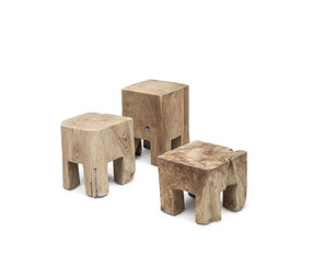 GOMMAIRE Outdoor | Organic Living Mesita auxiliar Doblo | Raíz de teca gris natural