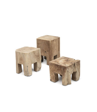 GOMMAIRE Outdoor Meubels | Organic Living Mesita auxiliar Doblo | Raíz de teca gris natural