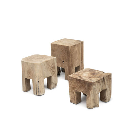 GOMMAIRE Outdoor | Organic Living Mesita auxiliar Doblo | Raíz de teca gris natural
