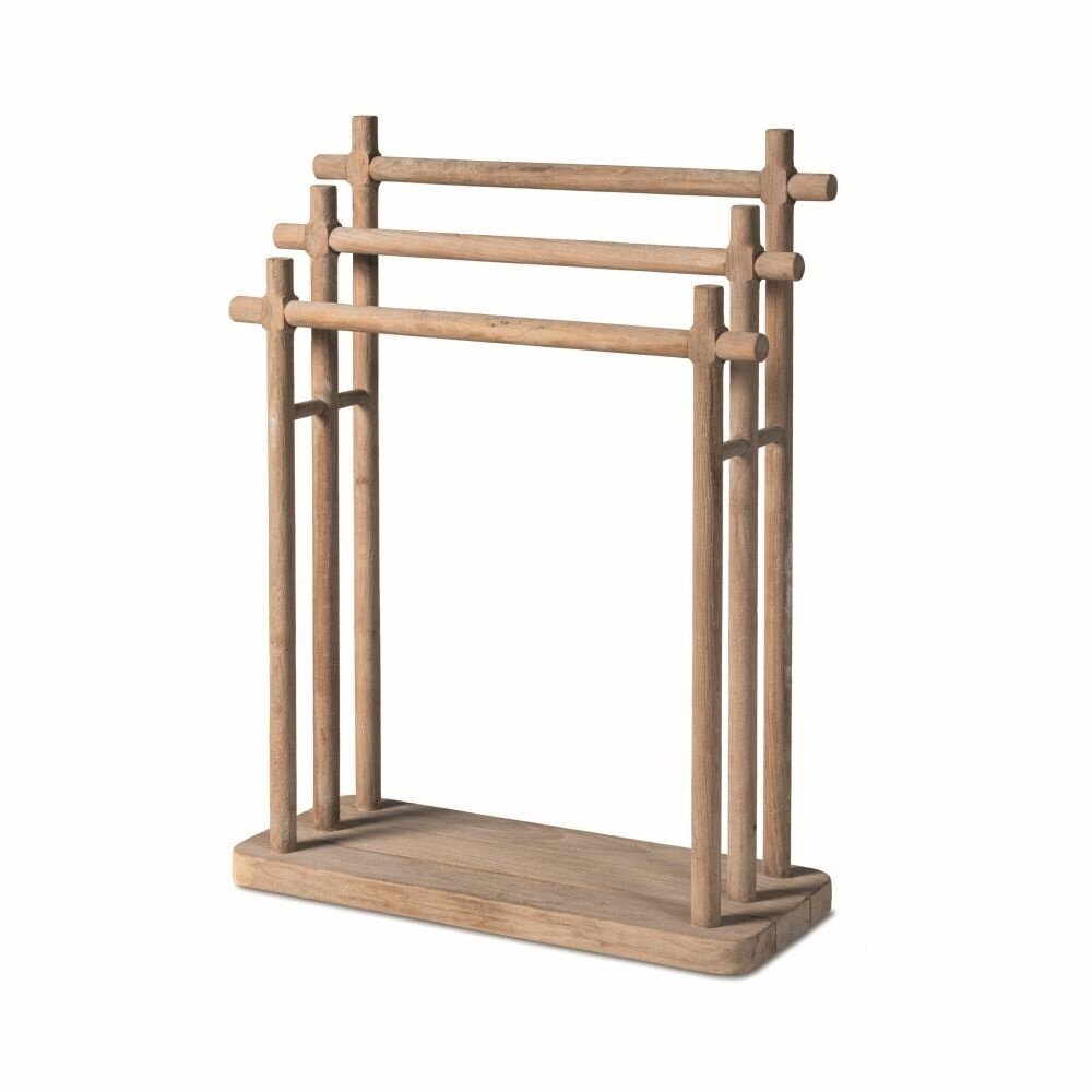 GOMMAIRE Outdoor | Organic Living Towel Rack Finn | Teak Natural Grey