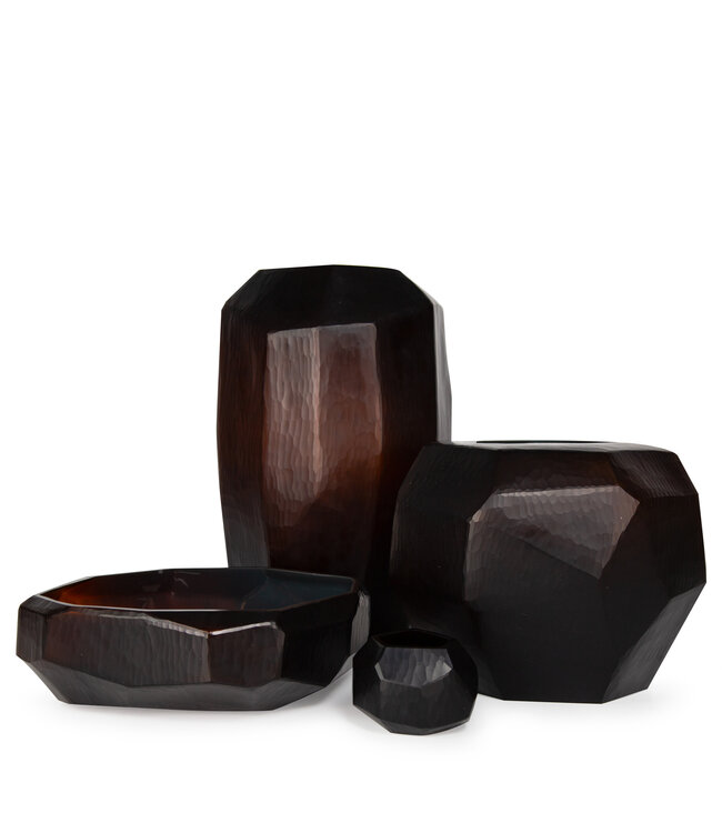 Guaxs Vase rond cubique | Brun foncé
