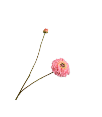 SILK-KA Pesca con ramo di zinnia | 85 cm