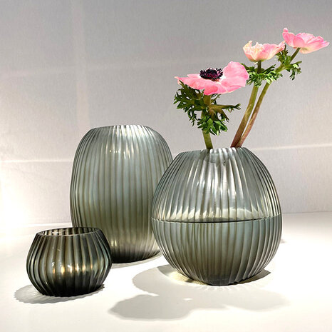 Tea light holder Nagaa | Indigo / Smoke gray - NU PUUR Tea light holder Nagaa | Indigo / Smoke gray - NU PUUR