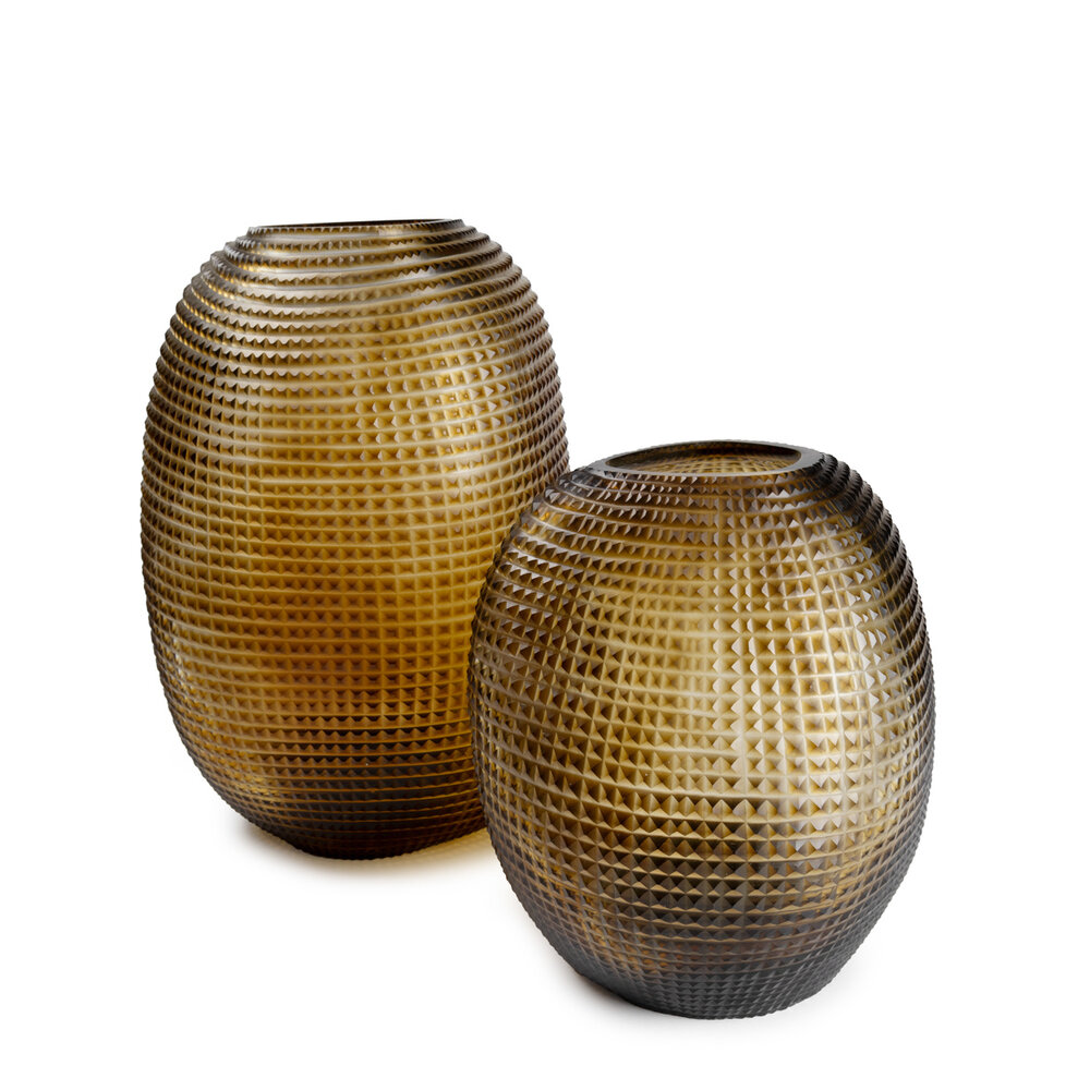 Guaxs Runde Vase Patara | Klar/Dunkelbraun
