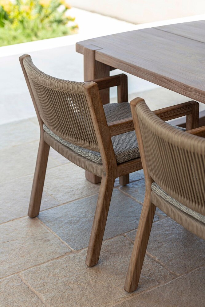 GOMMAIRE Outdoor | Organic Living Fauteuil Mario | Teck gris naturel / Corde