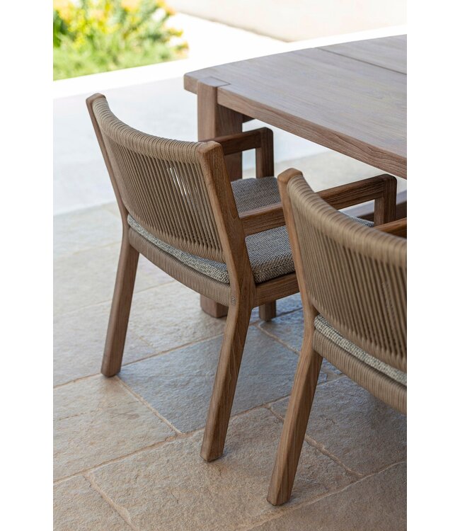 GOMMAIRE Outdoor Meubels | Organic Living Sessel Mario | Teak Naturgrau / Seil