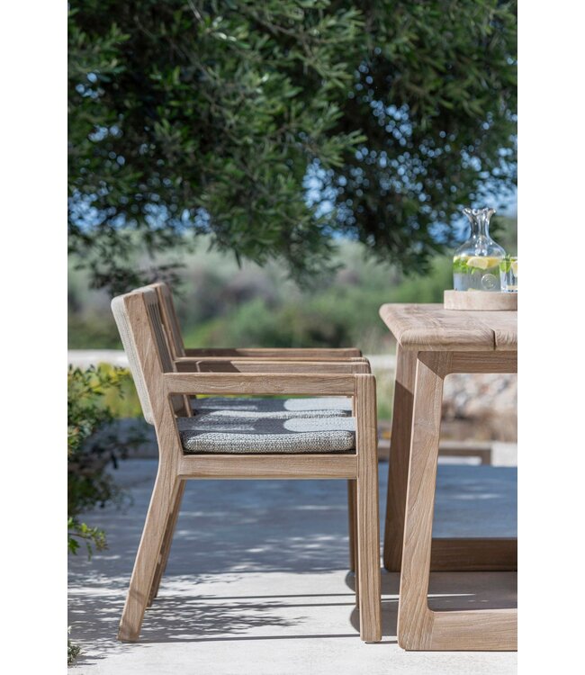 GOMMAIRE Outdoor Meubels | Organic Living Fauteuil Mario | Teck gris naturel / Corde