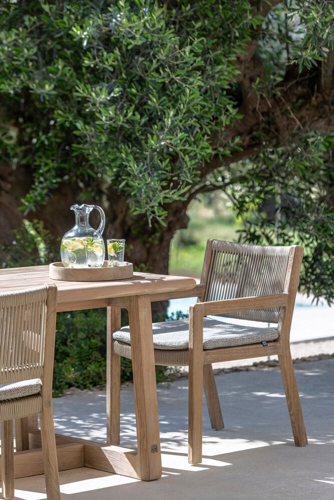 GOMMAIRE Outdoor | Organic Living Sillón Mario | Teca gris natural / Cuerda