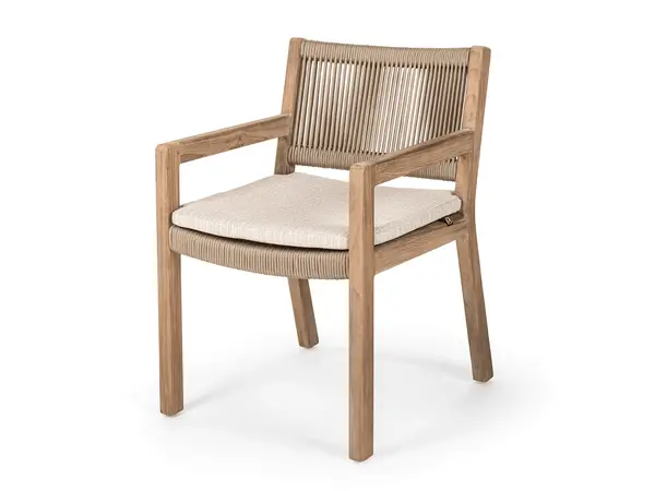 GOMMAIRE Outdoor | Organic Living Sessel Mario | Teak Naturgrau / Seil