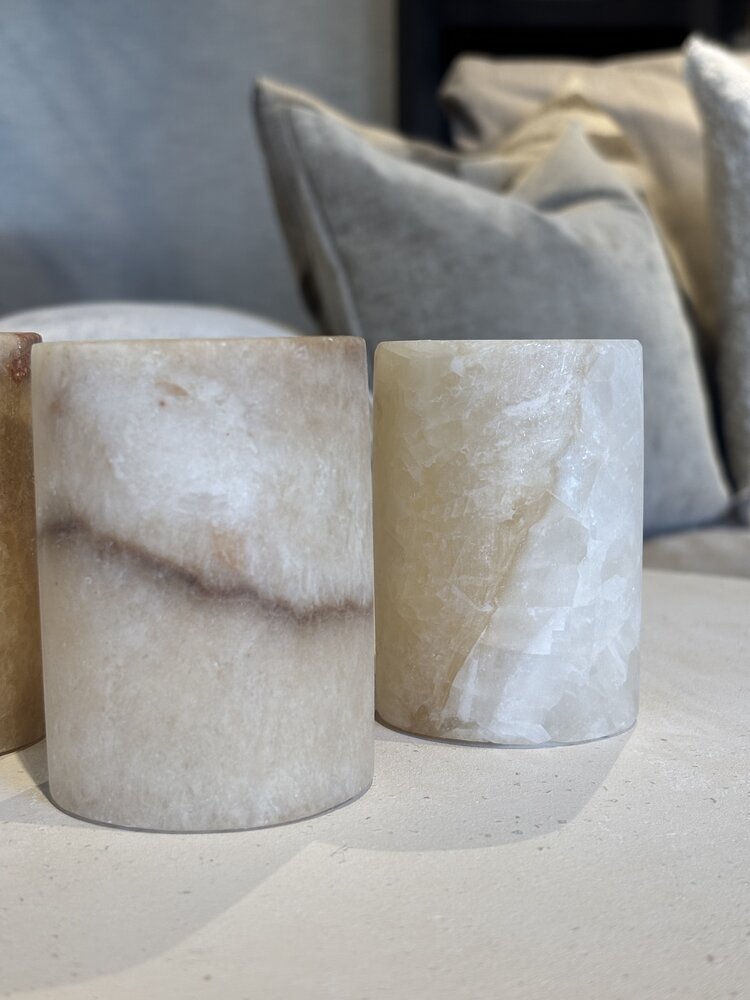 Alabaster vindlys sett med 3 stk Alabaster vindlys sett med 3 stk