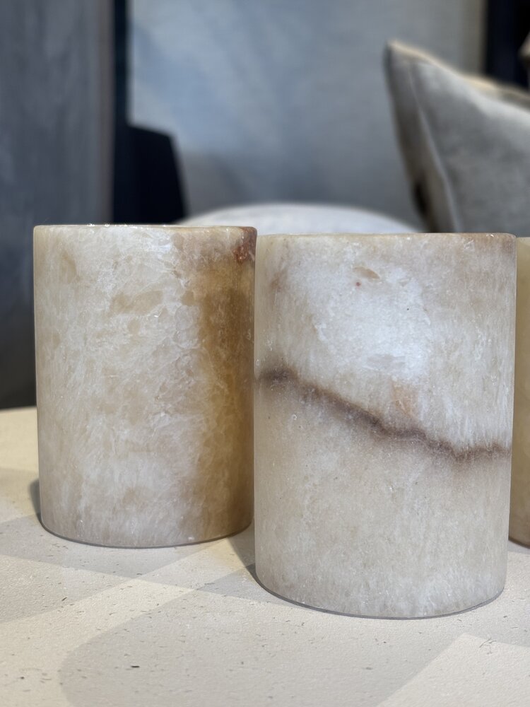 Alabaster vindlys sett med 3 stk Alabaster vindlys sett med 3 stk