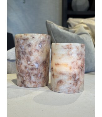 Alabaster Windlichten set van 2