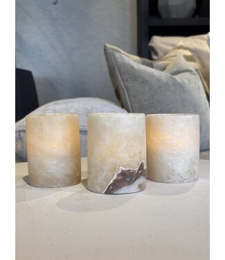 Alabaster Windlichten set van 3