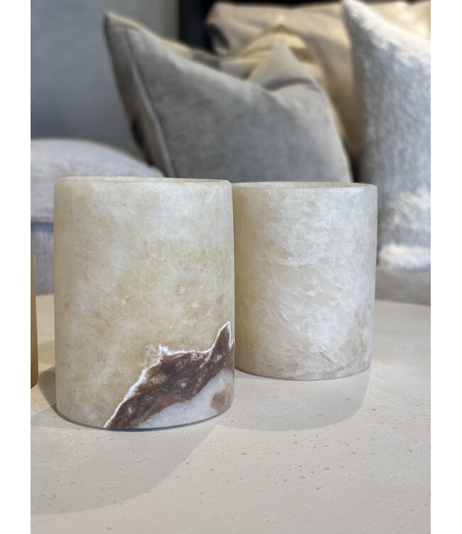 Alabaster Windlichten set van 3