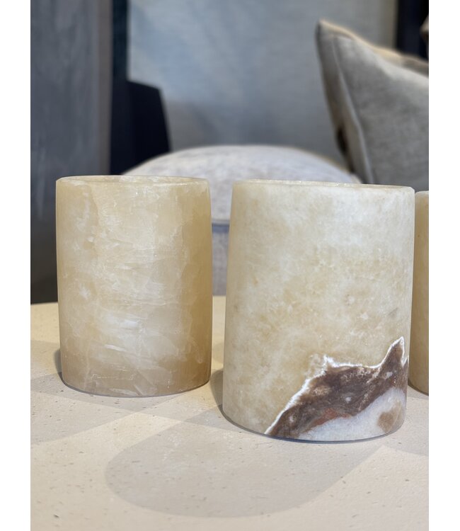 Alabaster Windlichten set van 3