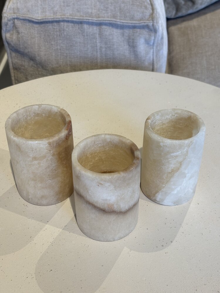 Alabaster vindlys sett med 3 stk Alabaster vindlys sett med 3 stk