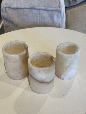 Alabaster vindlys sett med 3 stk Alabaster vindlys sett med 3 stk