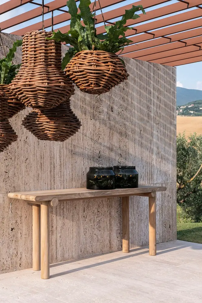 GOMMAIRE Outdoor | Organic Living Console Rolf | Teak Natural Grey