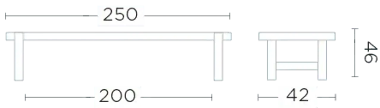 GOMMAIRE Outdoor | Organic Living Panca Jacoba piccola | Teak grigio naturale