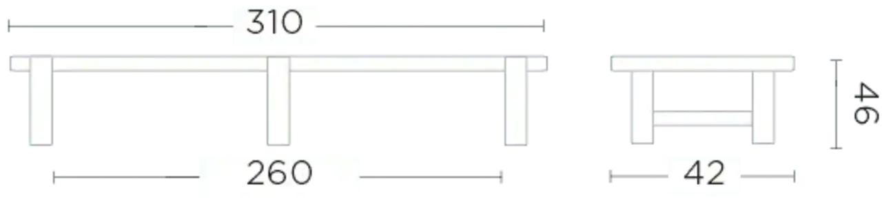 GOMMAIRE Outdoor | Organic Living Panca Jacoba grande | Teak grigio naturale