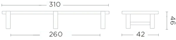 GOMMAIRE Outdoor | Organic Living Panca Jacoba grande | Teak grigio naturale