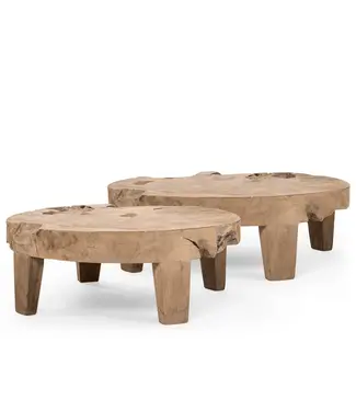 GOMMAIRE Outdoor Meubels | Organic Living Low Table Samba XL | Teak Root Natural Grey