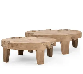 GOMMAIRE Outdoor Meubels | Organic Living Lavt bord Samba XXL | Teakrot Naturgrå