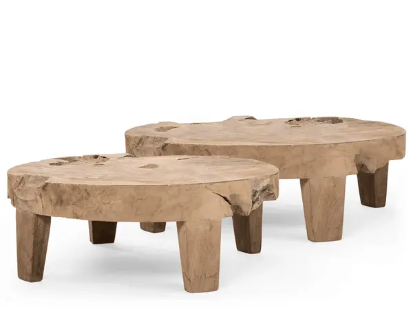 GOMMAIRE Outdoor | Organic Living Low Table Samba XXL | Teak Root Natural Grey
