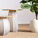 Guaxs Mesa redonda Koonam | Madera de roble europeo / Cristal gris humo