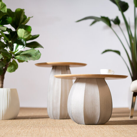 Guaxs Table ronde Koonam | Bois Chêne européen / Verre gris fumé