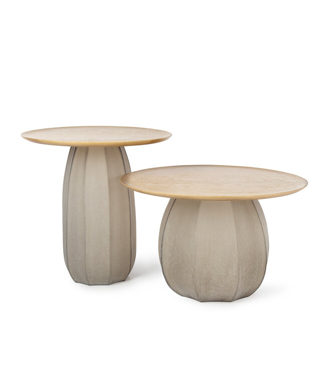 Guaxs Table haute Koonam | Bois de chêne européen / Verre gris fumé