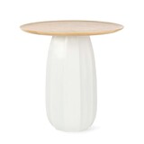 Guaxs GUAXS Koonam Table Tall | Wood European Oak / Glass Opal