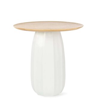 Guaxs GUAXS Koonam Table Tall | Wood European Oak / Glass Opal