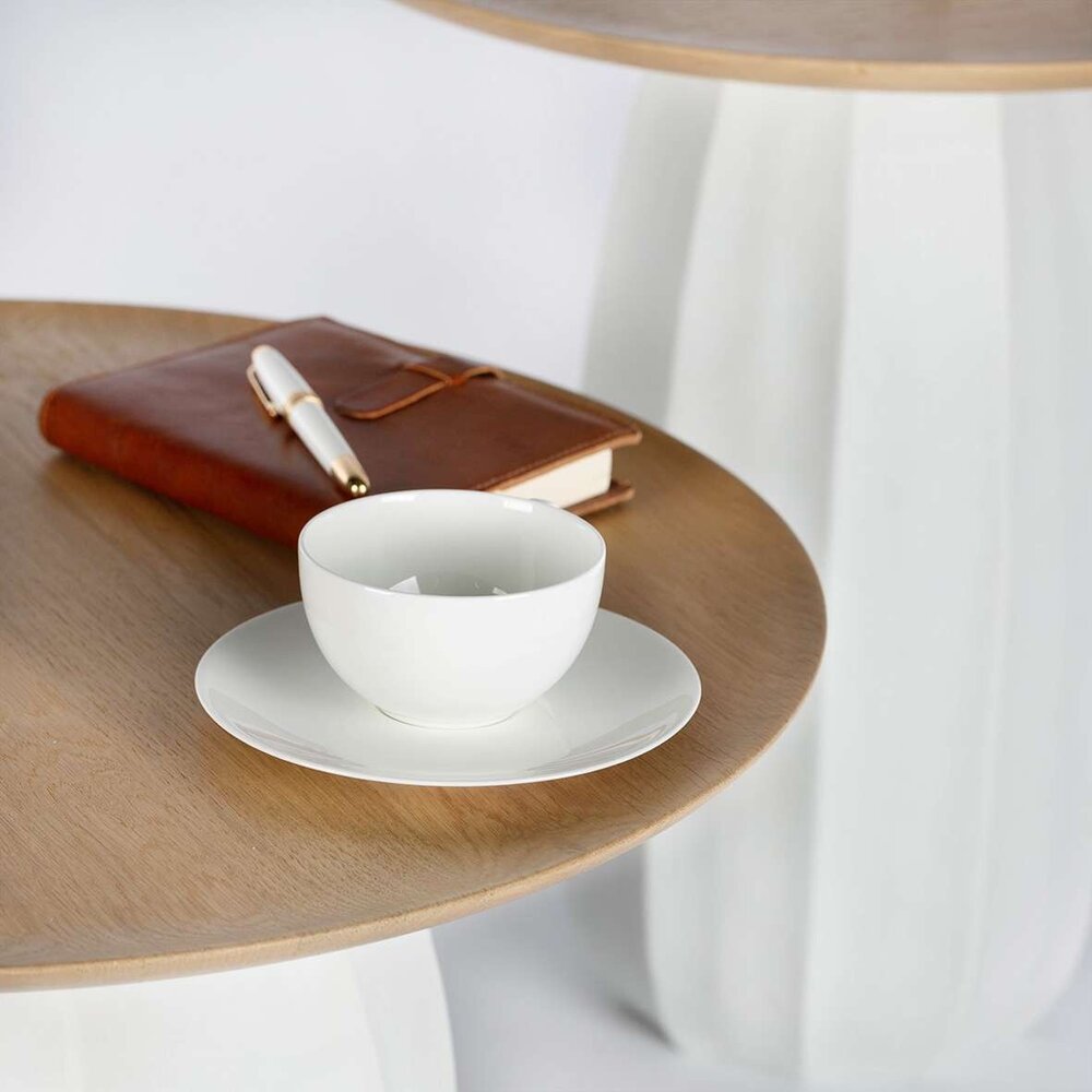Guaxs Table ronde Koonam | Bois de chêne européen / Verre opale
