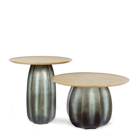 Guaxs Koonam Table Round | Wood European Oak / Glass Indigo Smokegrey Guaxs Koonam Table Round | Wood European Oak / Glass Indigo Smokegrey