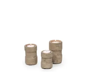 GOMMAIRE Outdoor | Organic Living T-lysholder Jac sett med 3 | Autentisk terrakotta