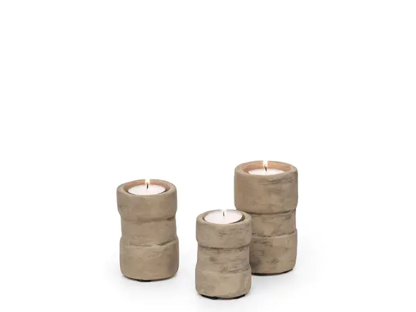 GOMMAIRE Outdoor | Organic Living Juego de 3 portavelas T-light Jac | Terracota auténtica