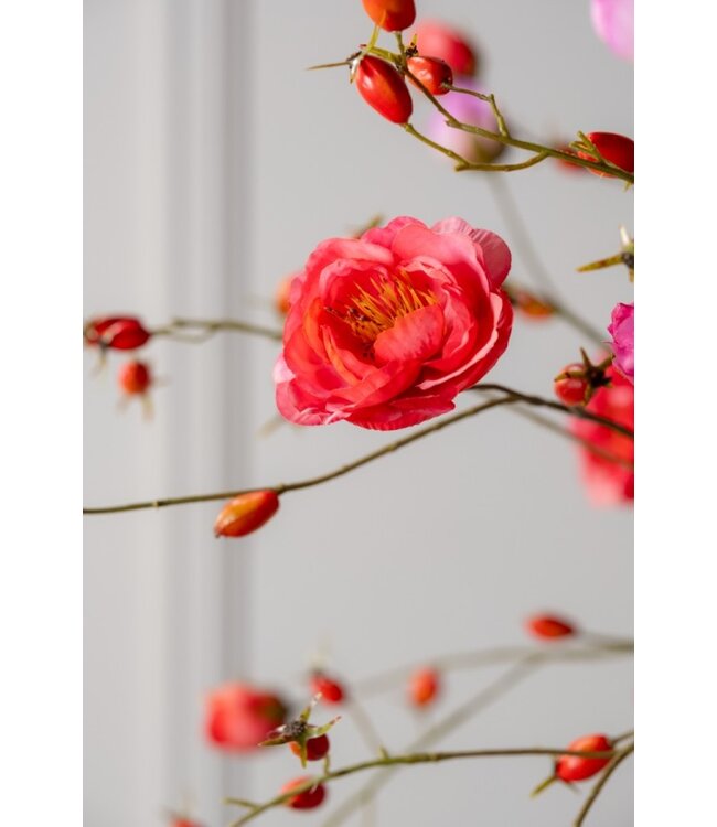 SILK-KA Branche d'églantier rose DK REAL TOUCH | 106 cm