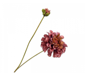 SILK-KA Rama de zinnia malva/verde tacto real | 62 cm