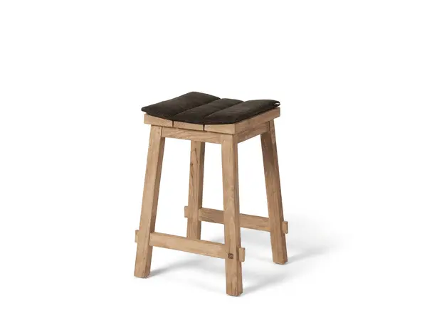 GOMMAIRE Outdoor | Organic Living Barhocker Alexi | Recyceltes Teakholz, Naturgrau