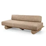 GOMMAIRE Outdoor Meubels | Organic Living Sofa Edge | Teak Natural Grey & PE Wicker Antique Weed