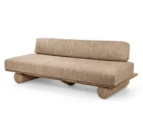 GOMMAIRE Outdoor Meubels | Organic Living Sofakante | Teakholz Naturgrau & PE-Geflecht Antikgrün