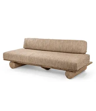 GOMMAIRE Outdoor Meubels | Organic Living Sofa Edge | Teak Natural Gray & PE Wicker Antique Weed