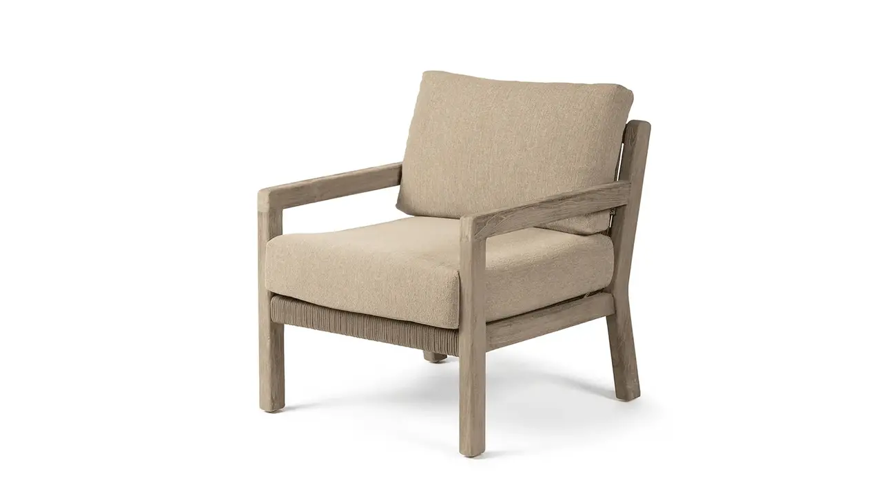 GOMMAIRE Outdoor | Organic Living Fauteuil Mario 1 place | Teck gris naturel / Corde