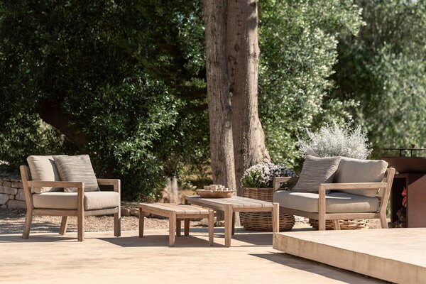 GOMMAIRE Outdoor | Organic Living Divano a 2 posti Mario | Teak grigio naturale / Corda