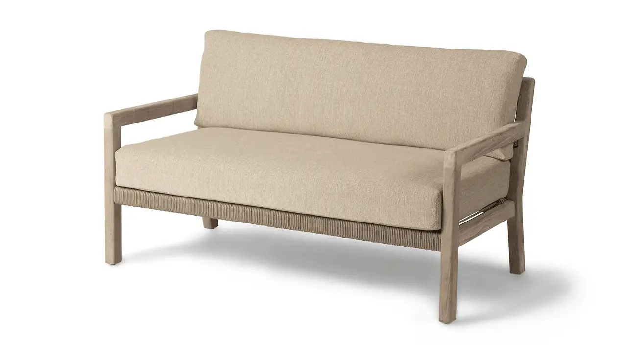 GOMMAIRE Outdoor | Organic Living Divano a 2 posti Mario | Teak grigio naturale / Corda
