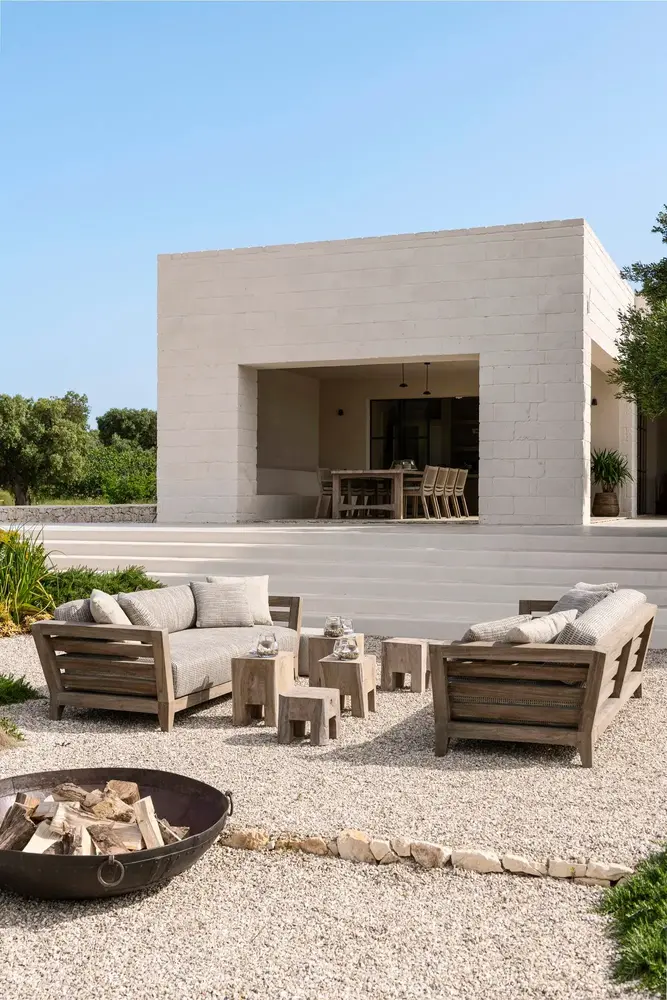 GOMMAIRE Outdoor | Organic Living Sofa Mia, 3-Sitzer | Teakholz, Naturgrau